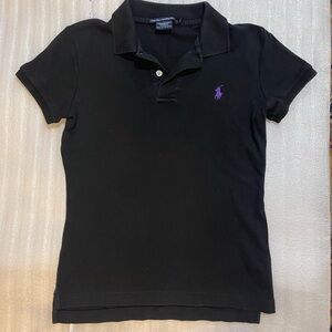 Ralph Lauren Black Polo Shirt with Purple Logo